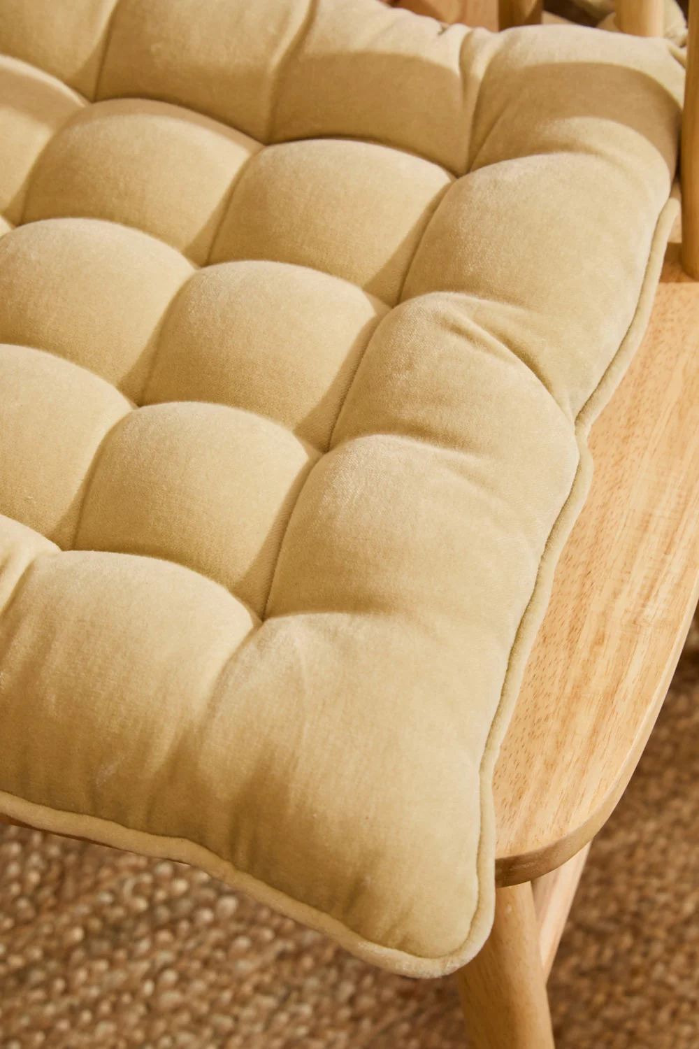 Cojín de silla cuadrado de terciopelo crudo Velour - Image 2