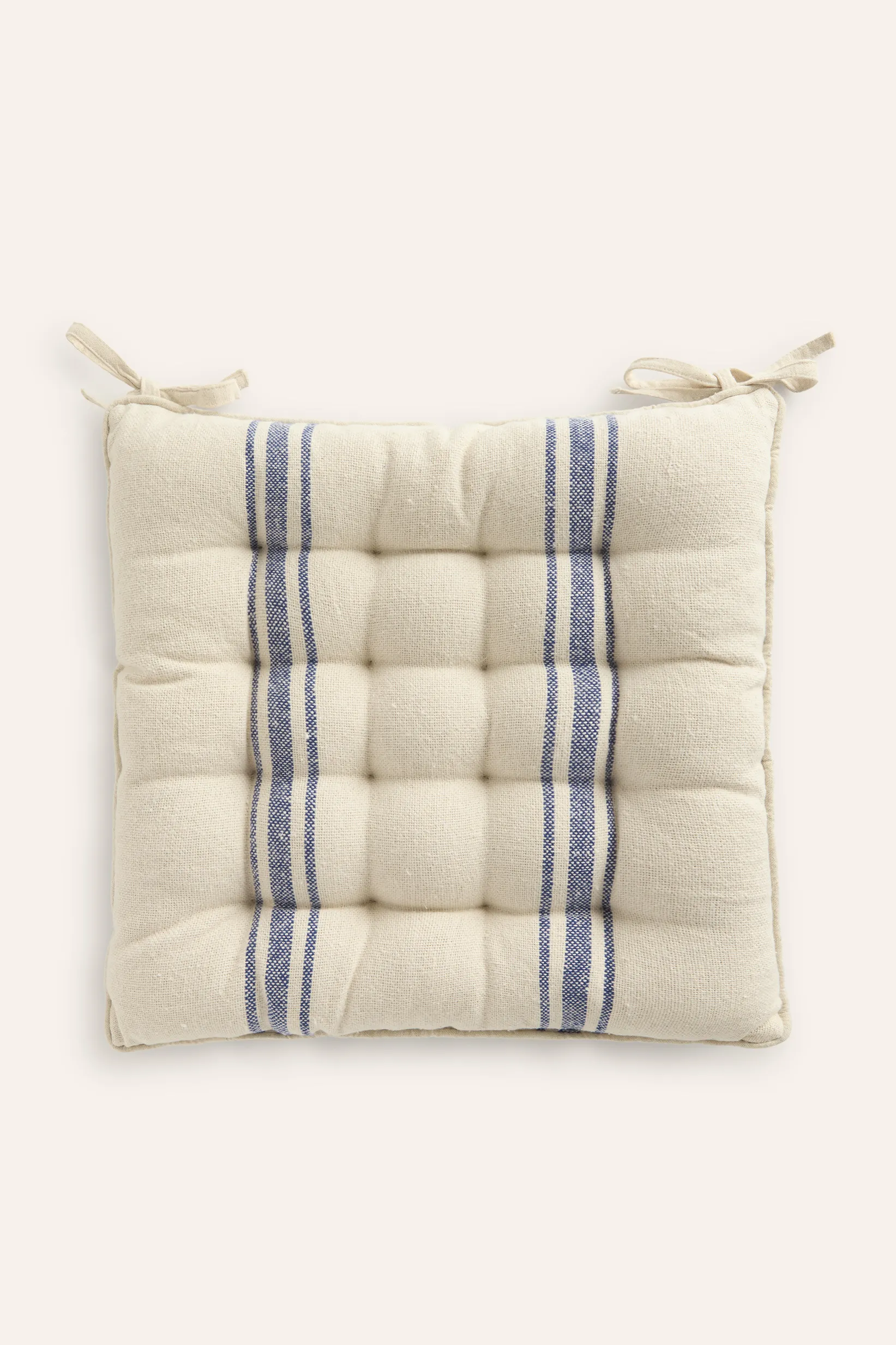 Cojín de silla lavable cuadrado con raya tejida azul Bari - Image 4