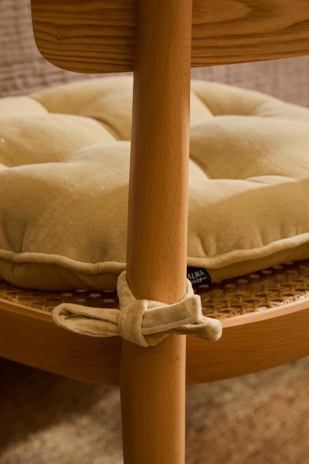 Cojín de silla redondo de terciopelo crudo Velour - Image 2
