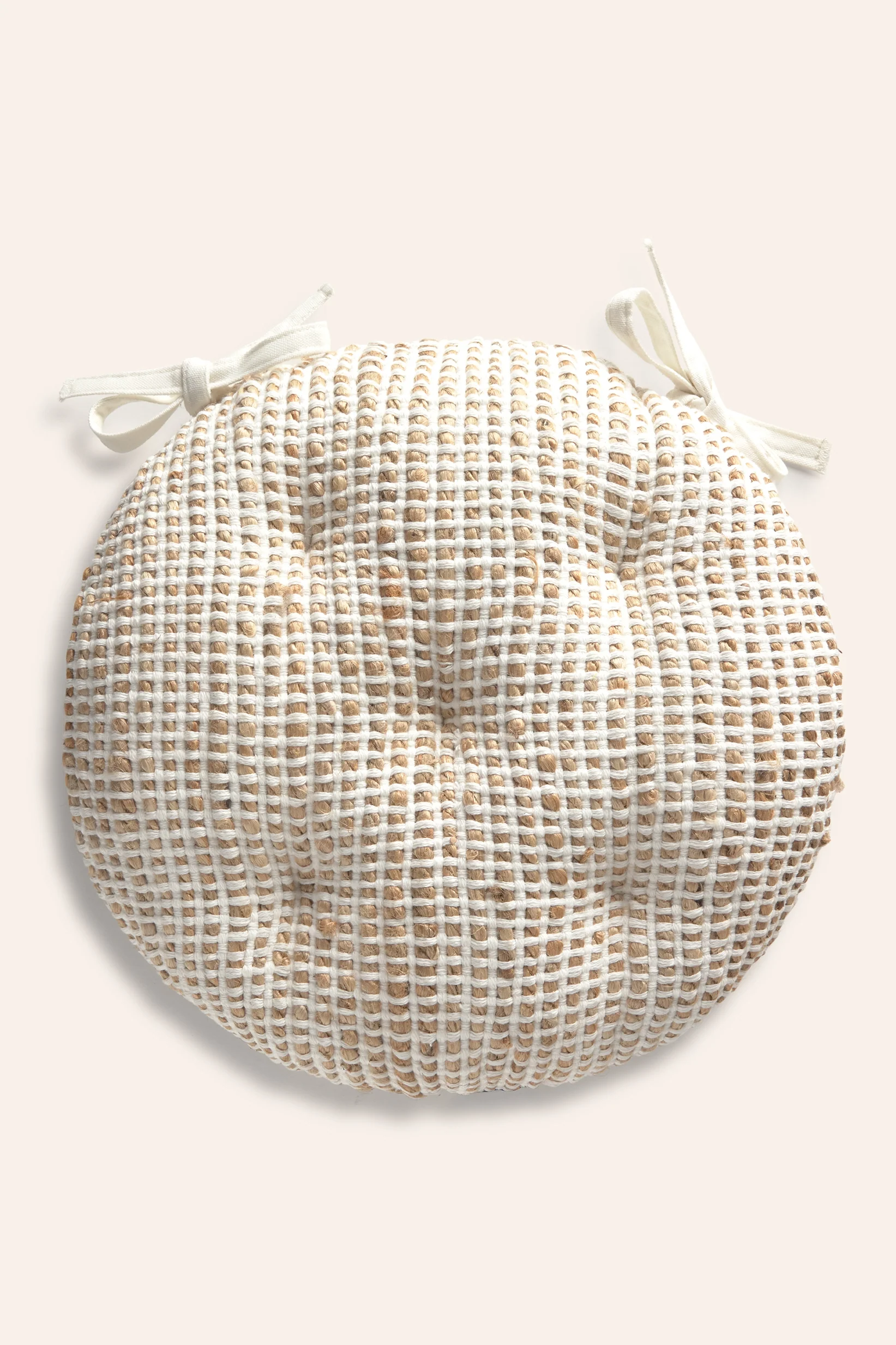 Cojín de silla redondo de yute y algodón crudo West - Image 3