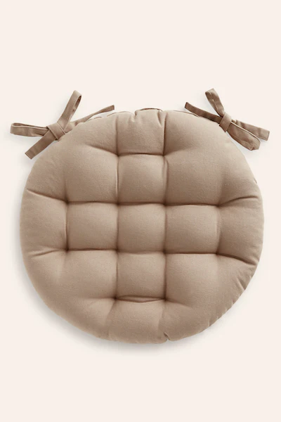 Cojín para silla redondo lavable de algodón piedra Gavema - Image 3
