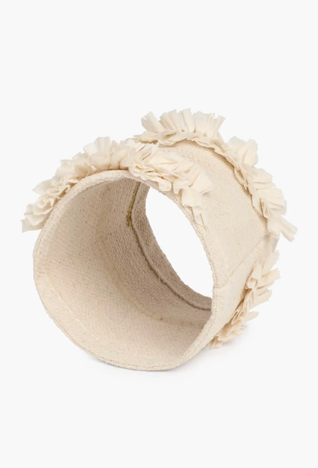 Cubre macetas de algodón con volantes y borlas crudo Guru - Image 5