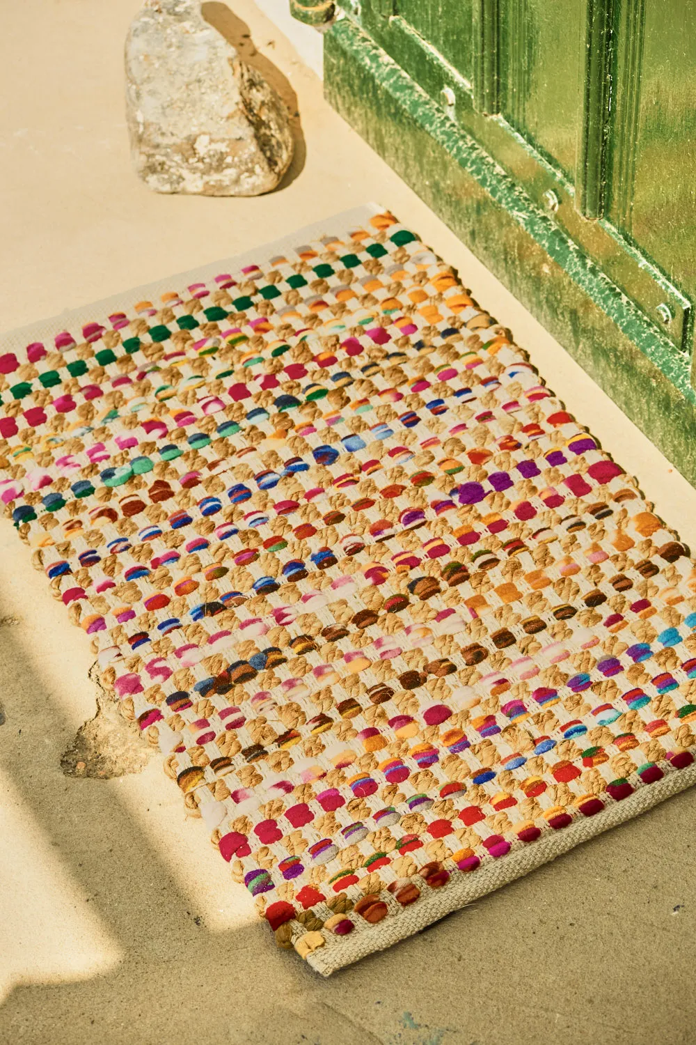 Felpudo de yute y tela multicolor Cando