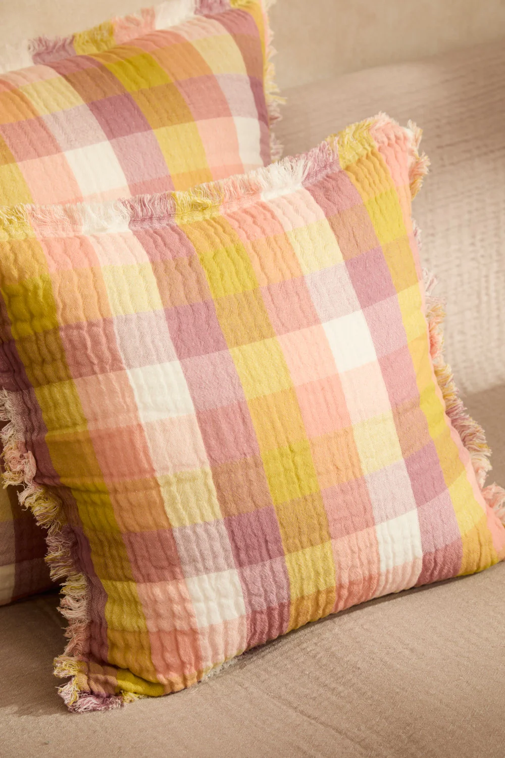 Funda de cojín cuadrada de vichy multicolor Nasau - Image 7