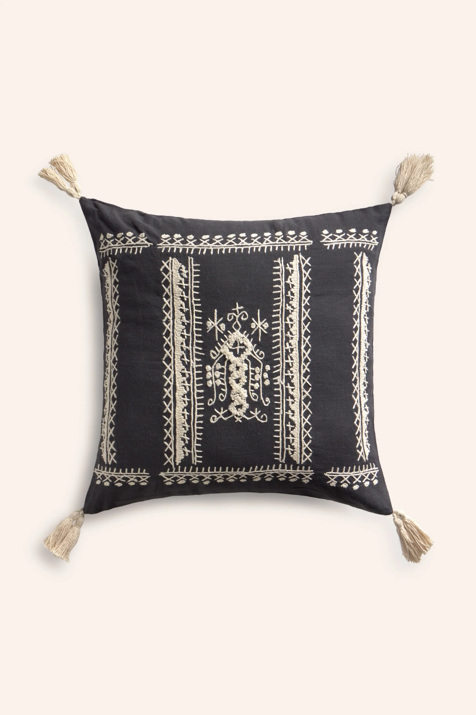 Funda de cojín cuadrado con bordado gris oscuro Traste - Image 6