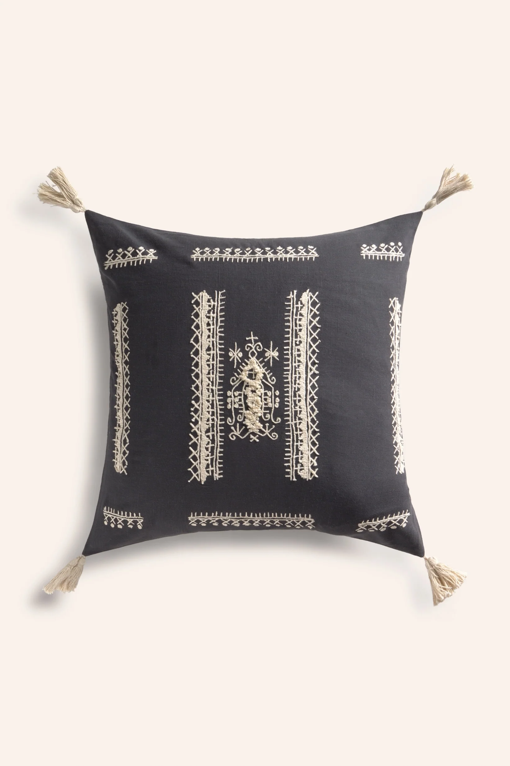 Funda de cojín cuadrado con bordado gris oscuro Traste - Image 9