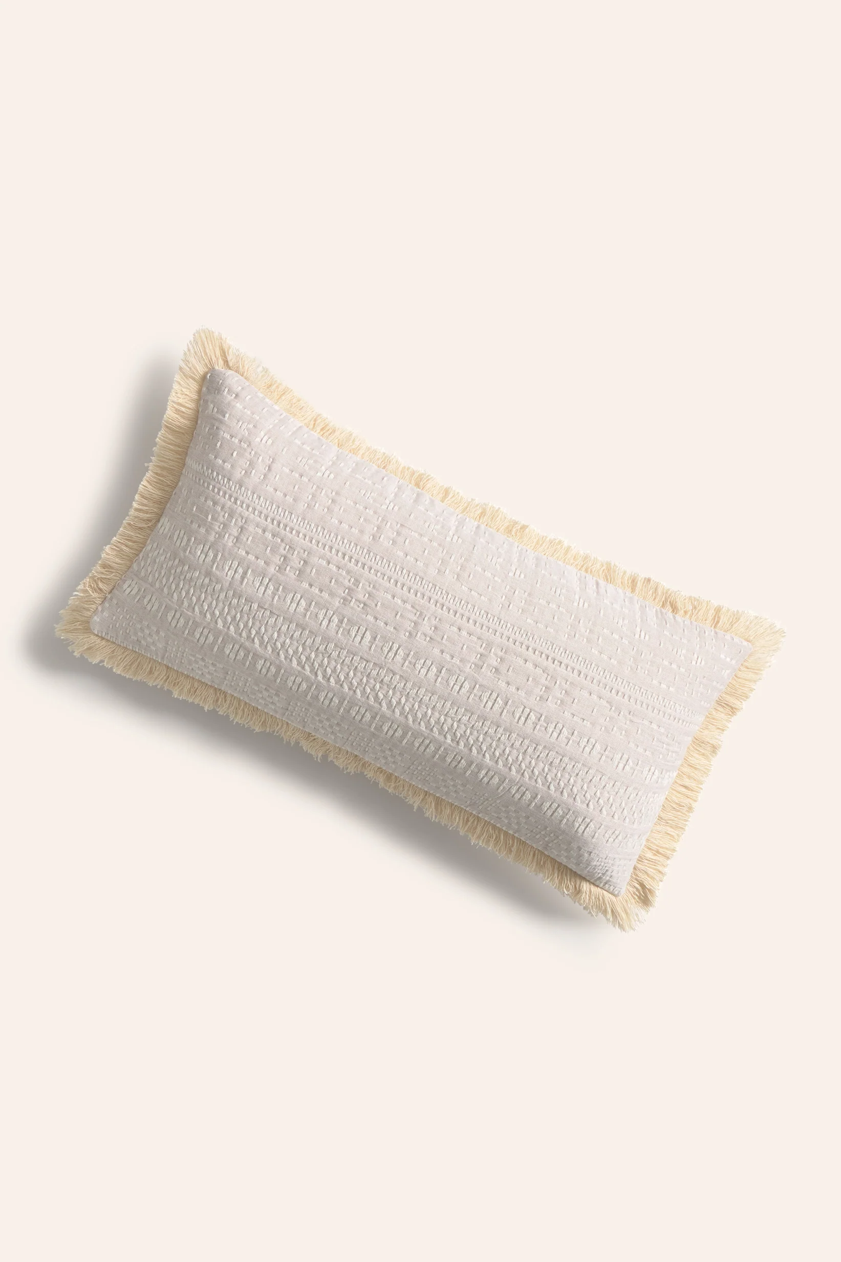 Funda de cojín rectangular de algodón jacquard beige Dakota - Image 4