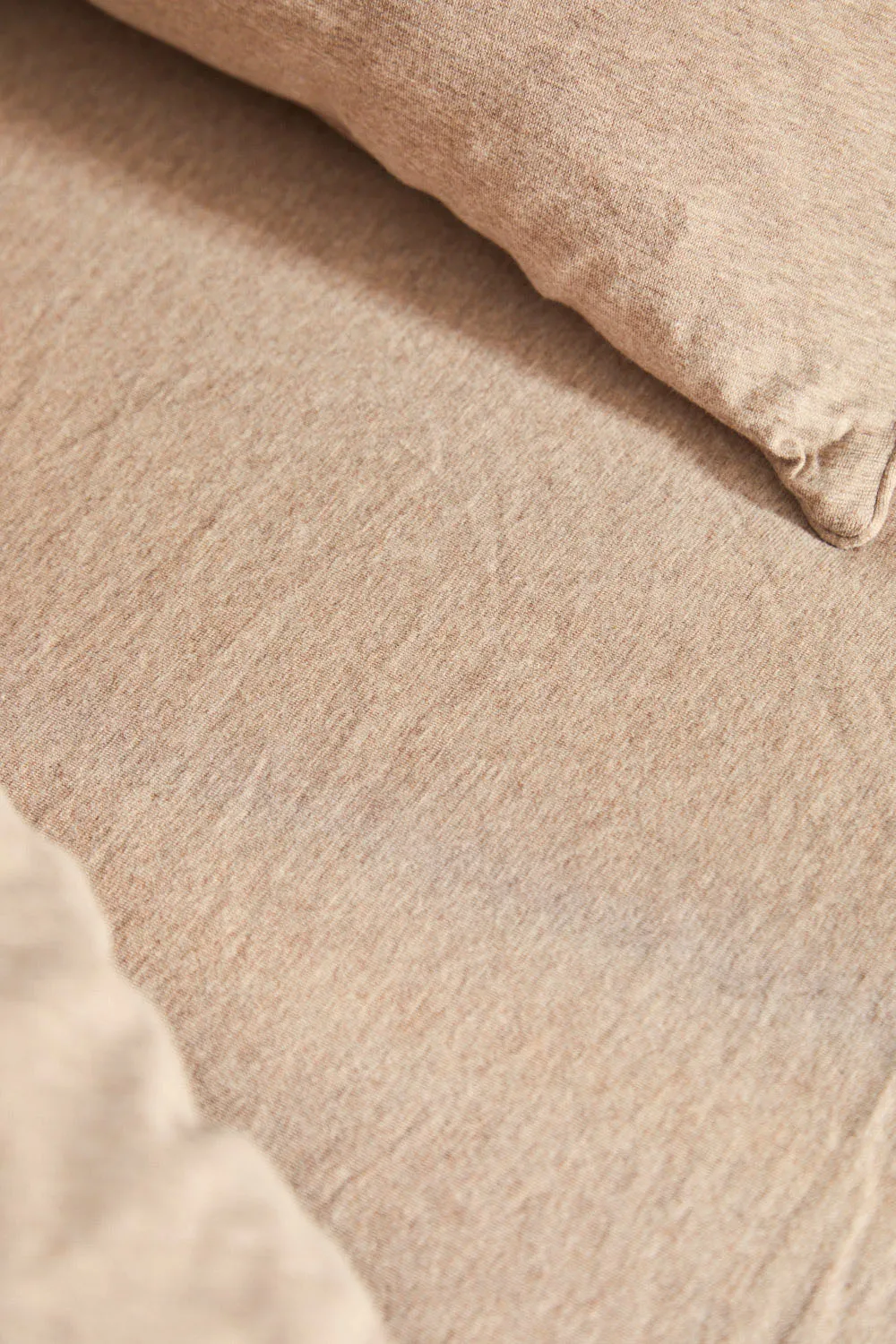 Funda nórdica + juego de almohada de punto beige Jersey - Image 3