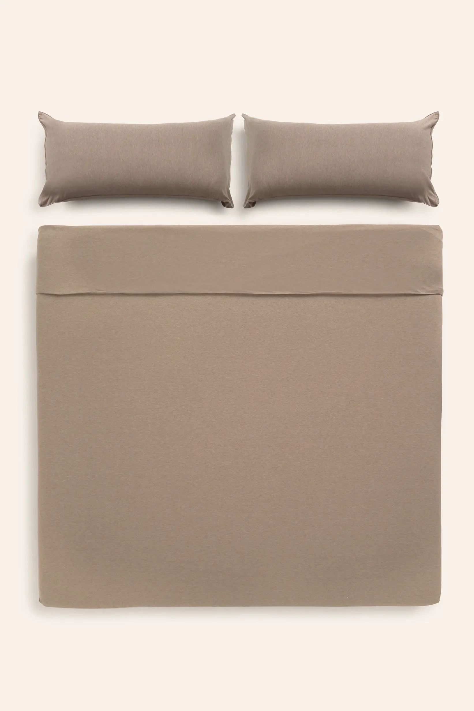 Funda nórdica + juego de almohada de punto beige Jersey - Image 6