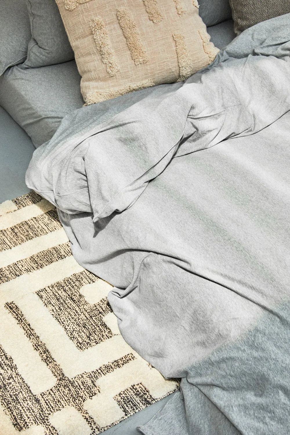 Funda nórdica + juego de almohada de punto gris Jersey - Image 4