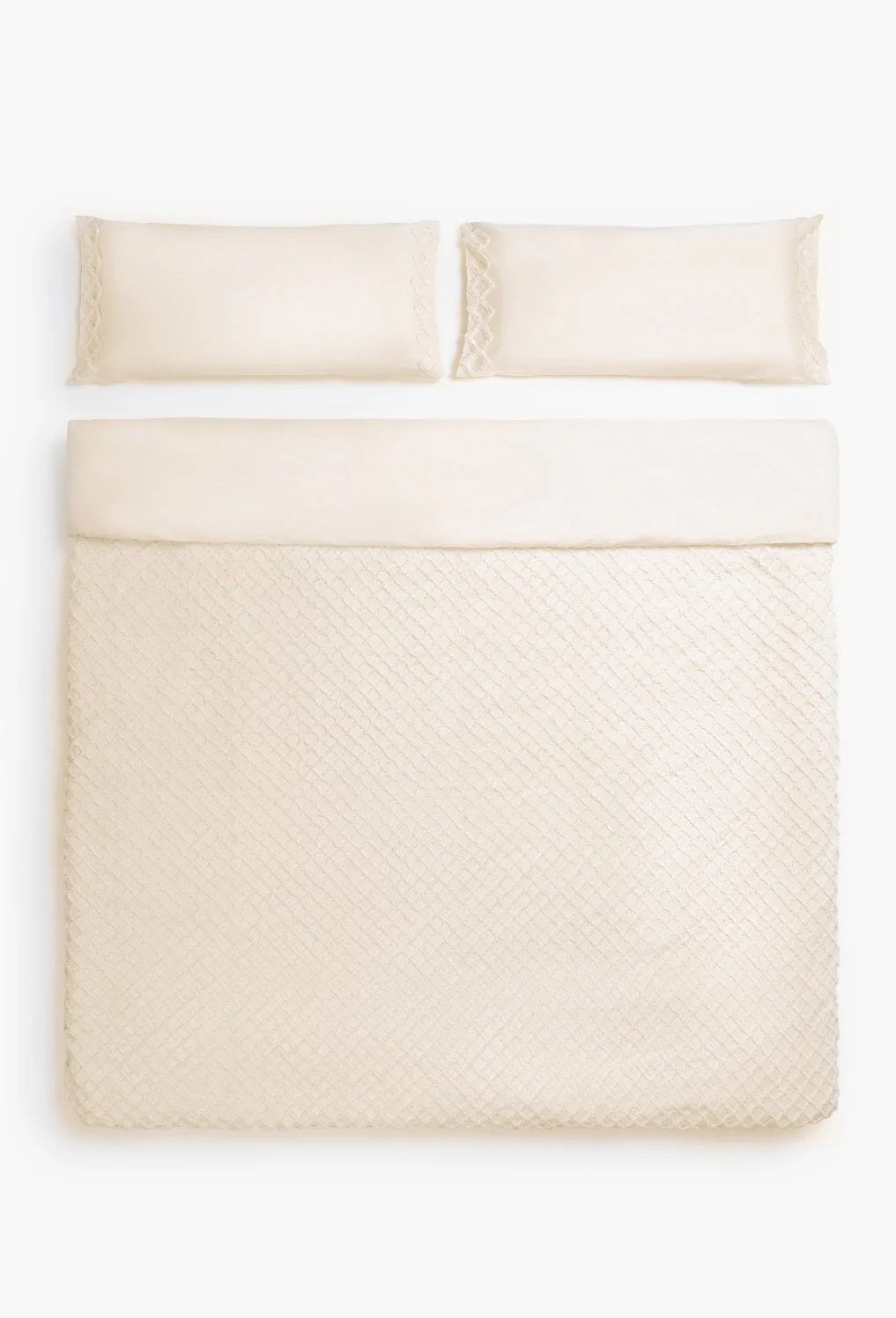 Funda nórdica de algodón + juego de almohada con relieve de rombos crudo Royal - Image 5