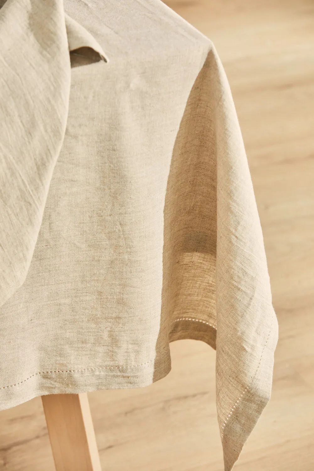 Mantel de puro lino con vainica beige Lino - Image 3