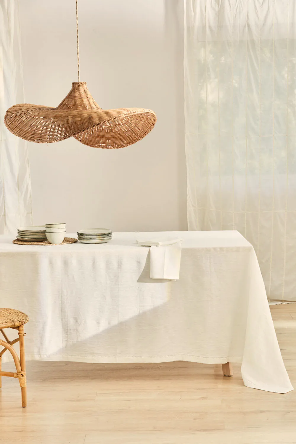 Mantel de puro lino con vainica crudo Lino - Image 2