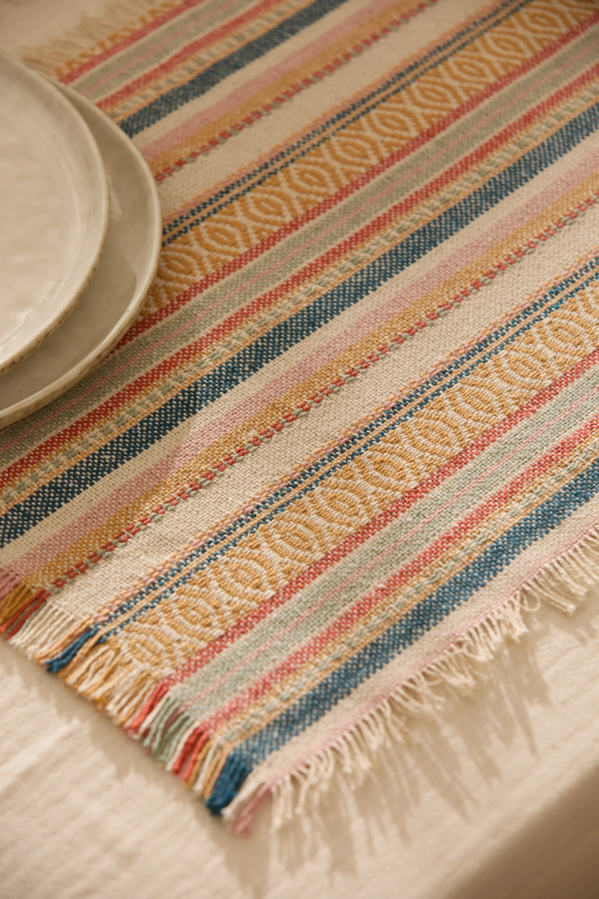 Mantel individual individual de algodón jacquard mostaza Vedra - Image 3
