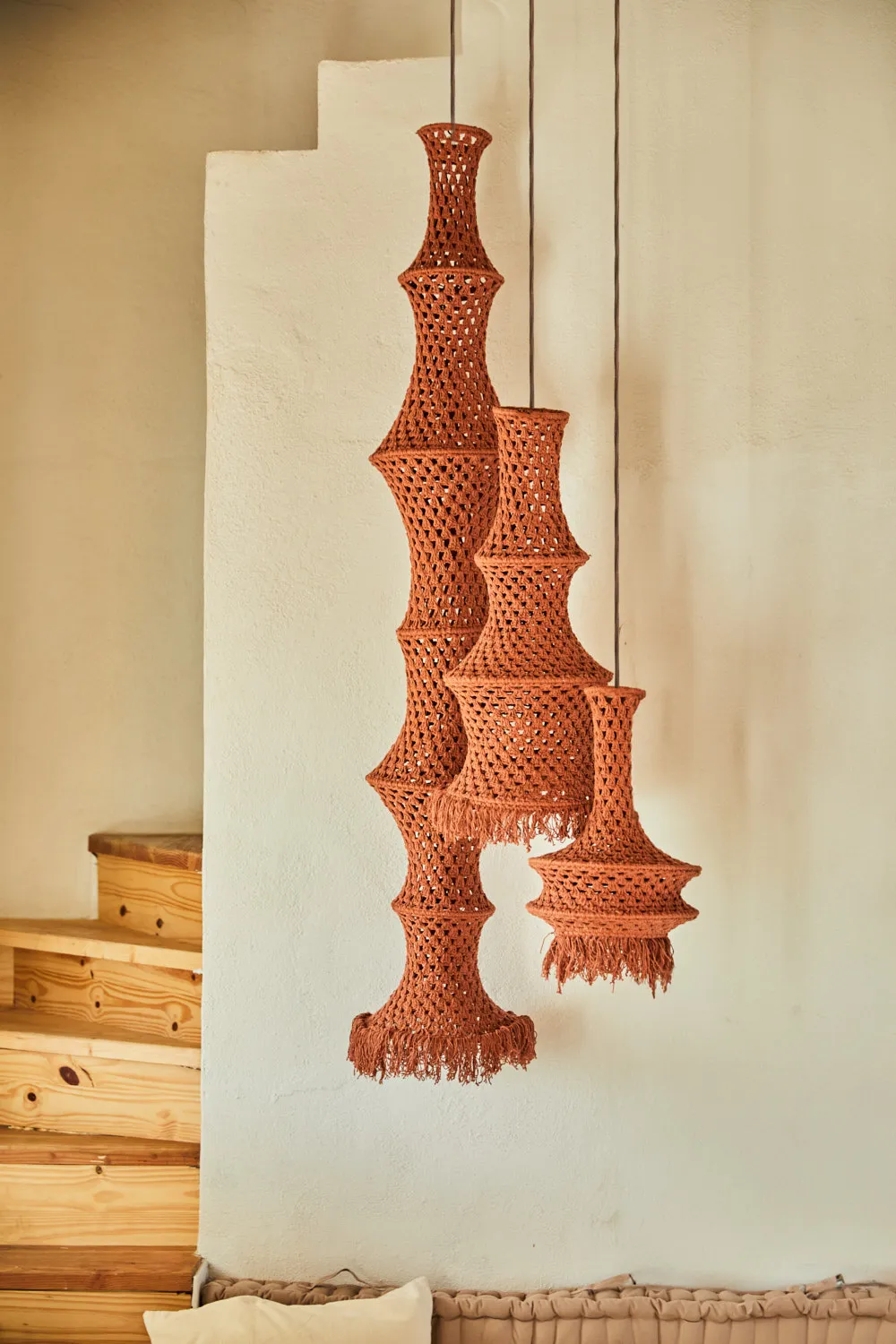 Pantalla mediana para lámpara de techo de crochet tierra Pleko - Image 2