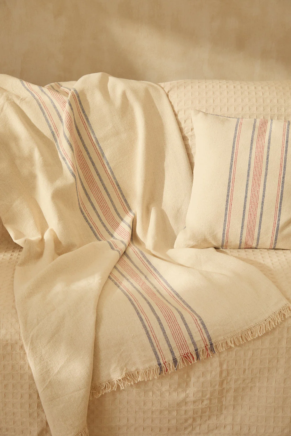 Plaid de algodón de alto gramaje con raya tejida roja y azul Born - Image 3