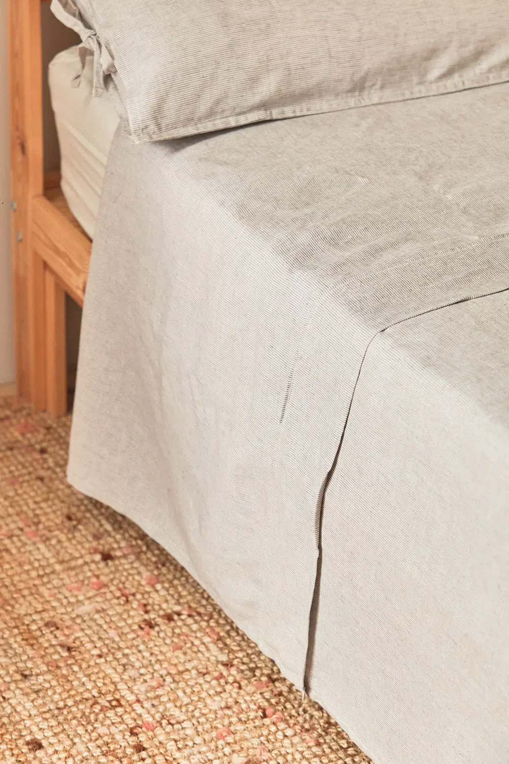 Sábana encimera de lino y bambú + funda de almohada gris Belali