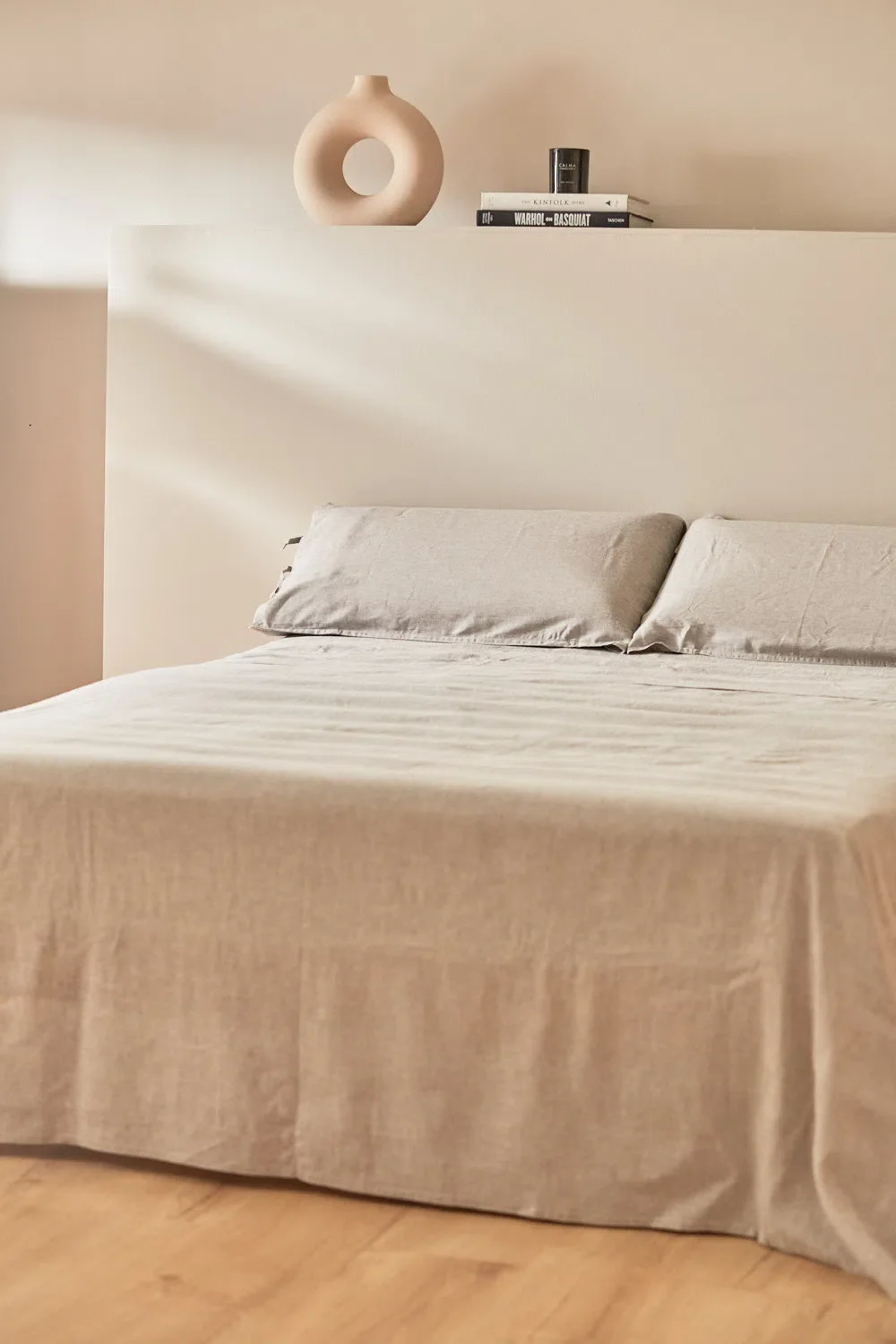 Sábana encimera de lino y bambú + funda de almohada gris Belali - Image 2
