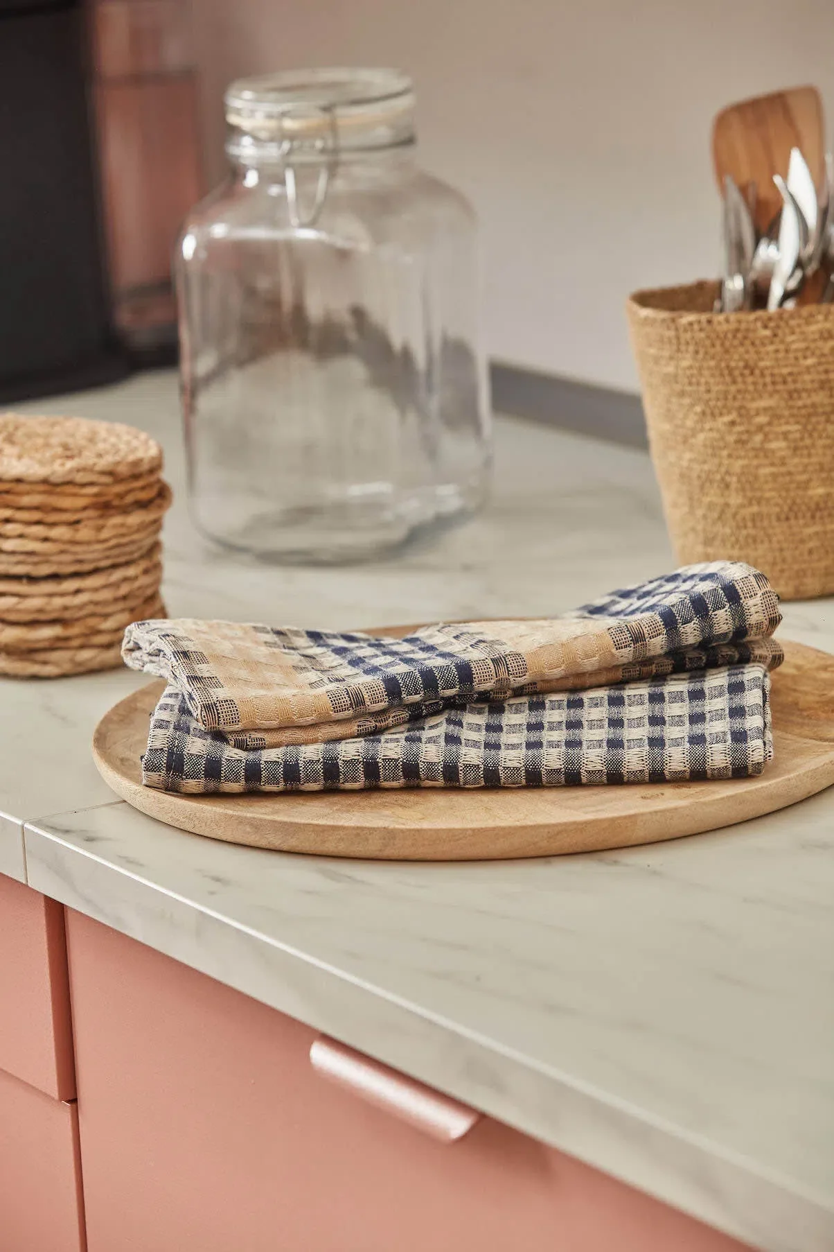 Set de 2 trapos de cocina de algodón azul oscuro Ibiza