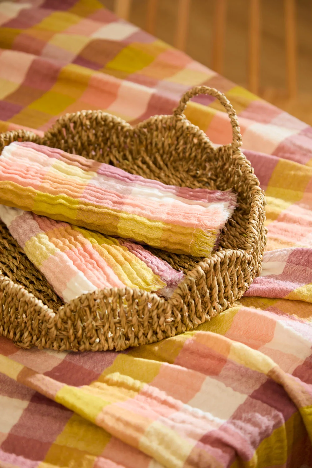 Set de 2 servilletas de algodón a cuadros multicolor Nasau - Image 2