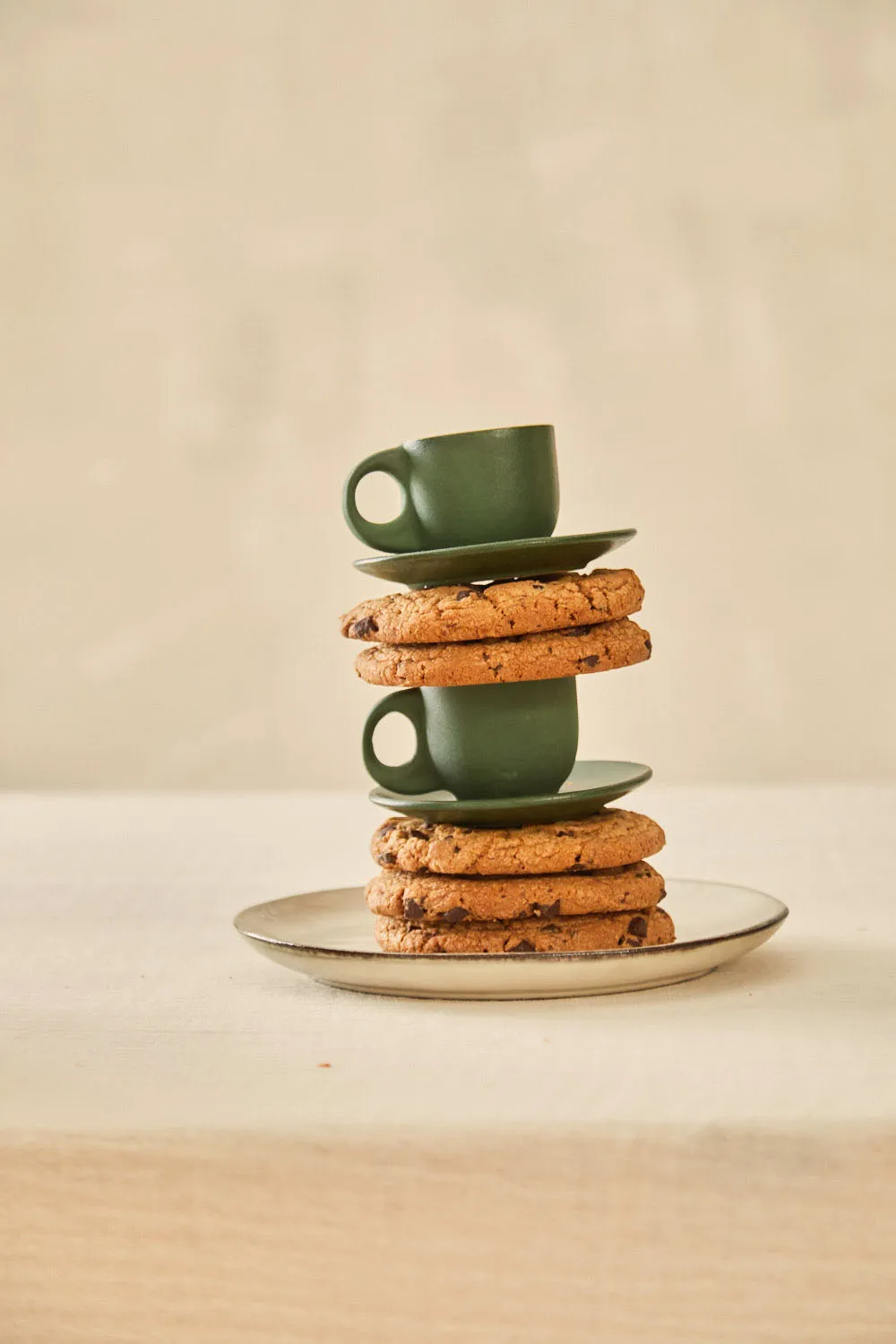 Set de 2 tazas de café de cerámica y plato Matcha - Image 3
