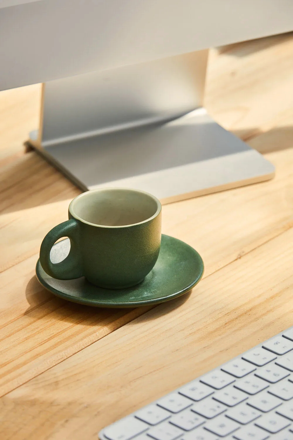 Set de 2 tazas de café de cerámica y plato Matcha - Image 6