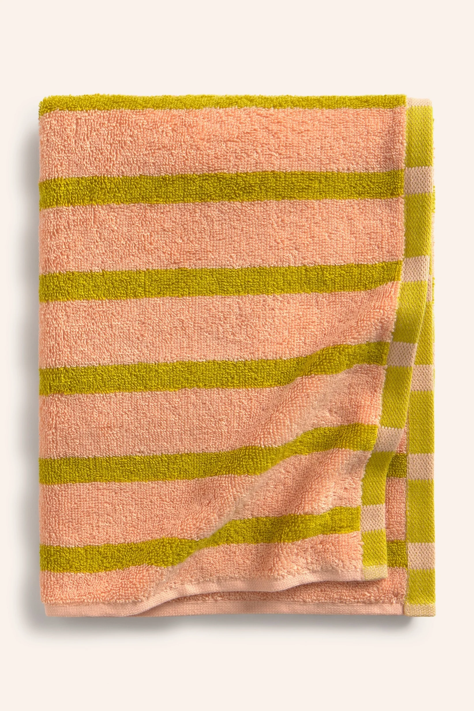 Toalla de baño de algodón de gramaje 530 g/m² de rizo a rayas rosas Saturno - Image 5