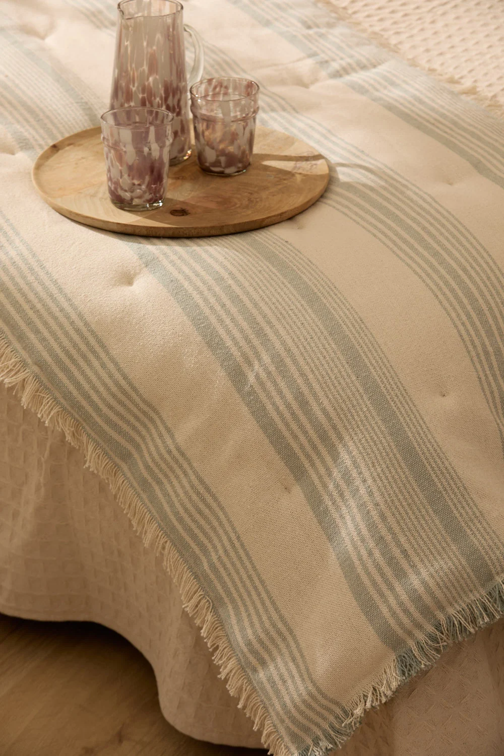 Topper de raya tejida turquesa Creta - Image 2